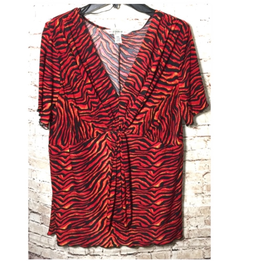 AA Studio Animal Print Short Sleeve Top